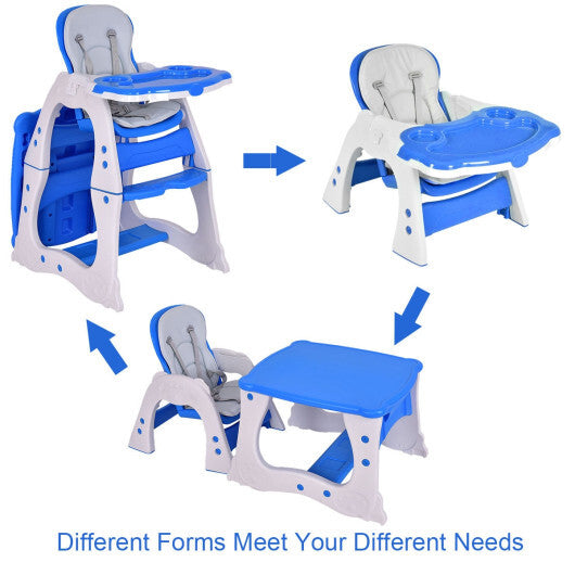 3 in 1 Infant Table and Chair Set Baby High Chair-Blue W2B
