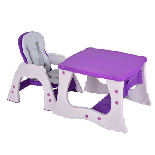 3 in 1 Infant Table and Chair Set Baby High Chair-Blue W2B