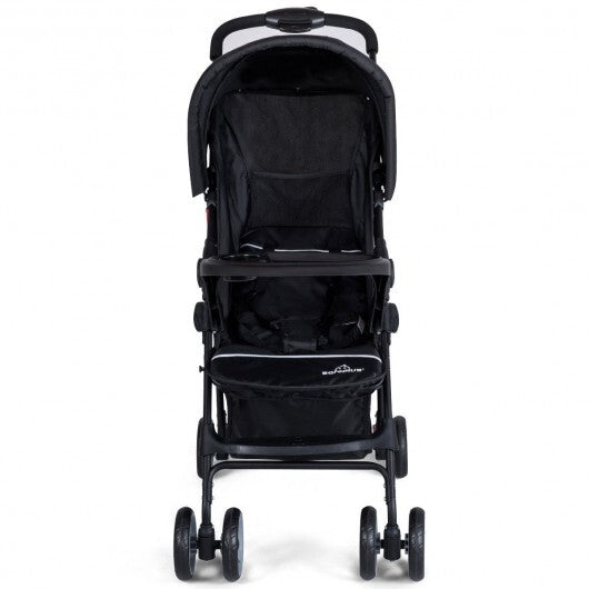 Toddler Travel Stroller for Airplane with Canopy and Adjustable Backrest-Black - Color: Black W2B