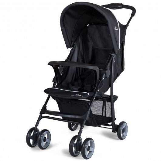 Toddler Travel Stroller for Airplane with Canopy and Adjustable Backrest-Black - Color: Black W2B