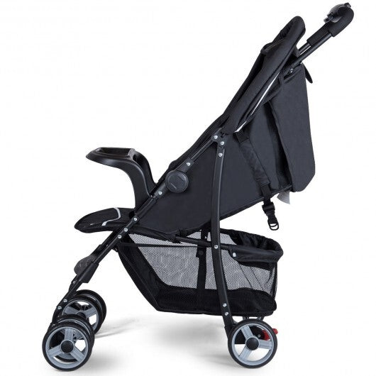 Toddler Travel Stroller for Airplane with Canopy and Adjustable Backrest-Black - Color: Black W2B