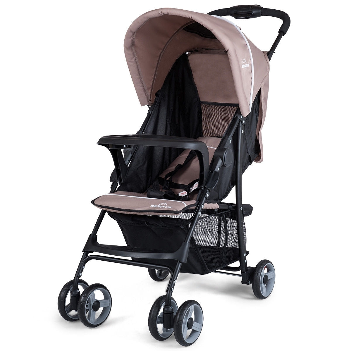 Toddler Travel Stroller for Airplane with Canopy and Adjustable Backrest-Coffee - Color: Brown W2B