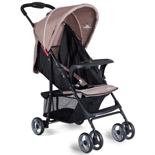 Toddler Travel Stroller for Airplane with Canopy and Adjustable Backrest-Coffee - Color: Brown W2B