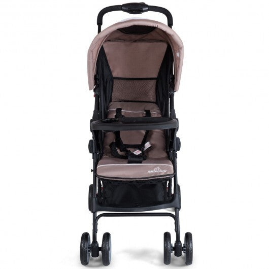 Toddler Travel Stroller for Airplane with Canopy and Adjustable Backrest-Coffee - Color: Brown W2B