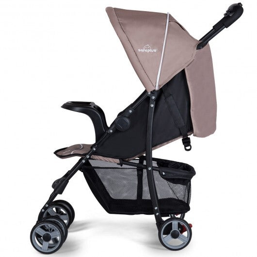 Toddler Travel Stroller for Airplane with Canopy and Adjustable Backrest-Coffee - Color: Brown W2B