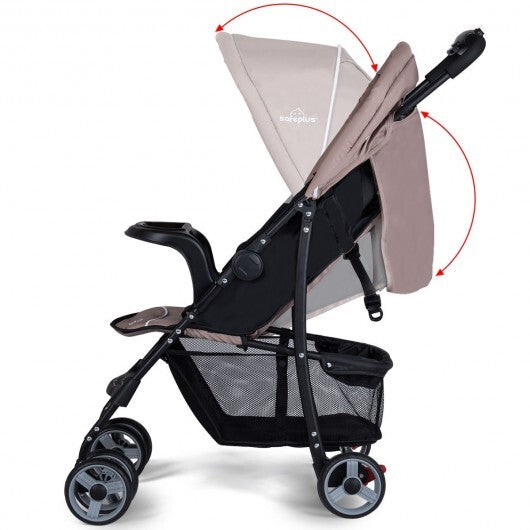 Toddler Travel Stroller for Airplane with Canopy and Adjustable Backrest-Coffee - Color: Brown W2B