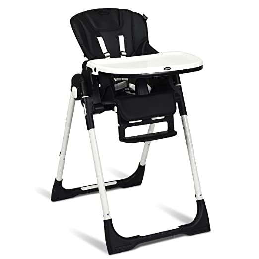 Foldable High chair with Multiple Adjustable Backrest-Black - Color: Black W2B