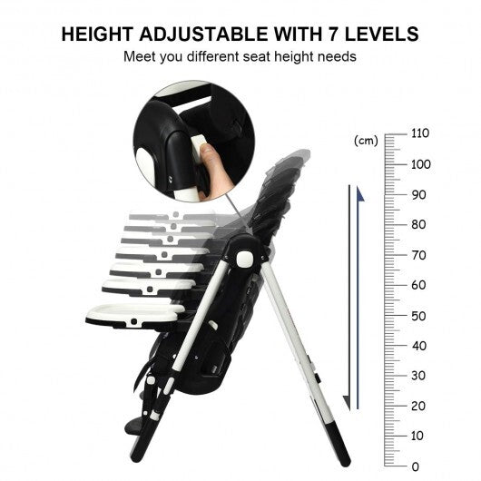 Foldable High chair with Multiple Adjustable Backrest-Black - Color: Black W2B