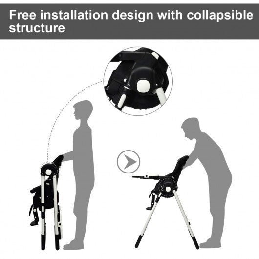 Foldable High chair with Multiple Adjustable Backrest-Black - Color: Black W2B