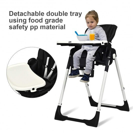 Foldable High chair with Multiple Adjustable Backrest-Black - Color: Black W2B