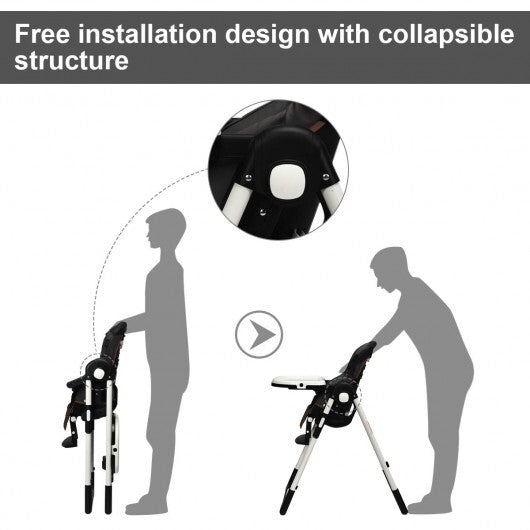 Foldable High chair with Multiple Adjustable Backrest-Black