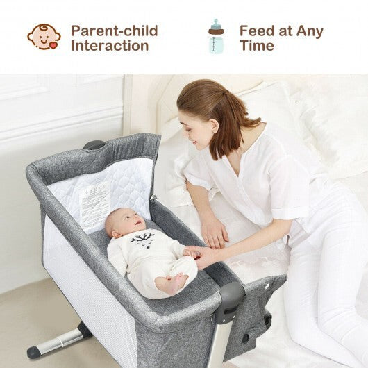 Travel Portable Baby Bed Side Sleeper  Bassinet Crib with Carrying Bag-Gray - Color: Gray W2B