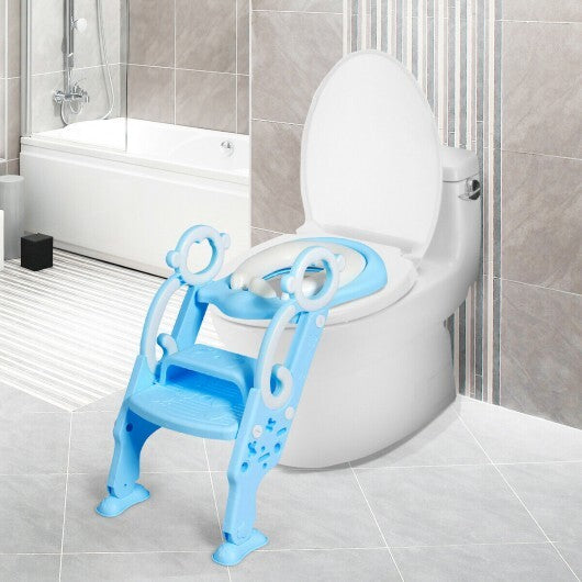 Adjustable Foldable Toddler Toilet Training Seat Chair-Blue