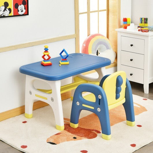 Kids Activity Table and Chair Set with Montessori Toys for Preschool and Kindergarten-Blue - Color: Blue W2B