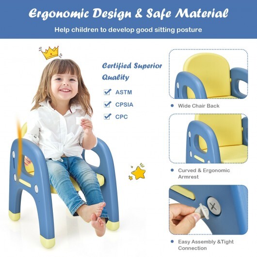 Kids Activity Table and Chair Set with Montessori Toys for Preschool and Kindergarten-Blue - Color: Blue W2B