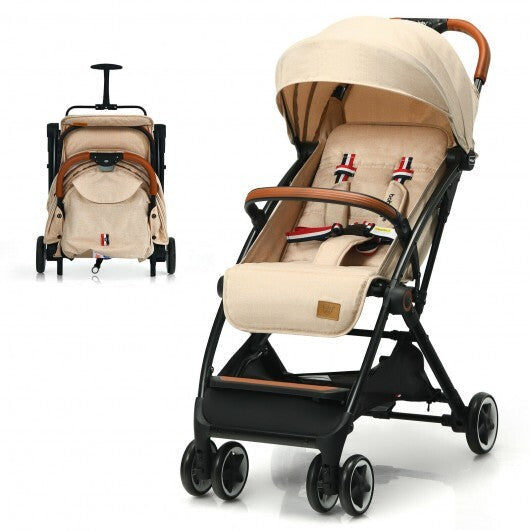 Lightweight Aluminium Frame Baby Stroller with Net-Beige - Color: Beige W2B