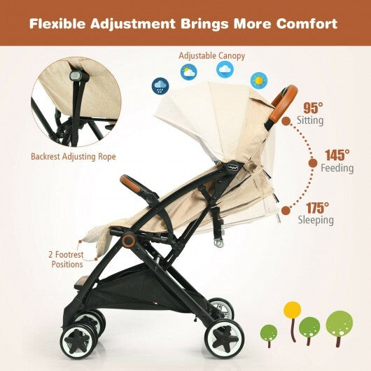 Lightweight Aluminium Frame Baby Stroller with Net-Beige - Color: Beige W2B