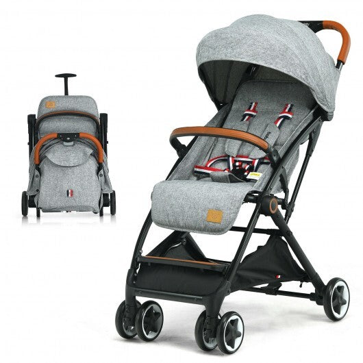 Lightweight Aluminium Frame Baby Stroller with Net-Beige W2B