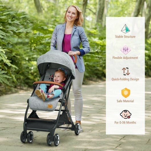 Lightweight Aluminium Frame Baby Stroller with Net-Beige W2B
