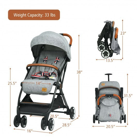 Lightweight Aluminium Frame Baby Stroller with Net-Beige W2B