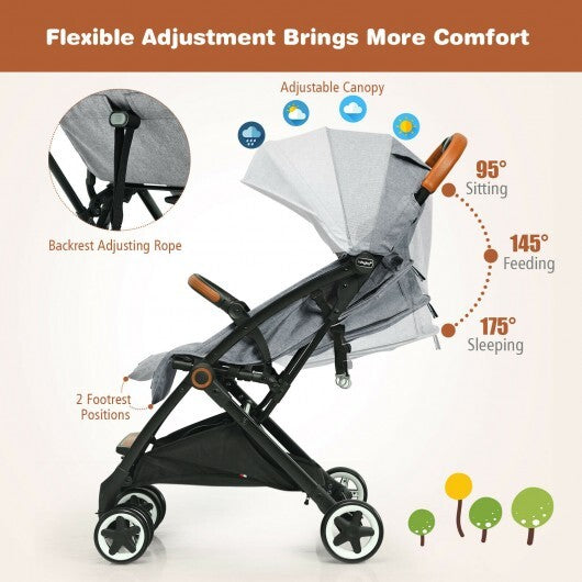 Lightweight Aluminium Frame Baby Stroller with Net-Beige W2B