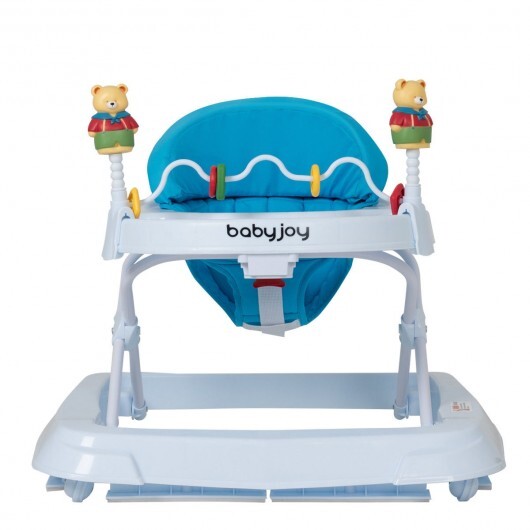Adjustable Height Removable Folding Portable Baby Walker-Blue W2B