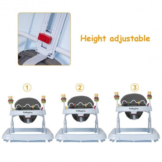 Adjustable Height Removable Folding Portable Baby Walker-Blue W2B