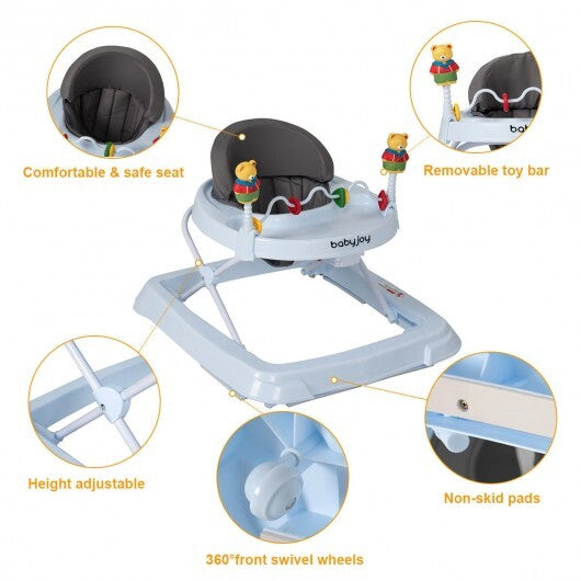Adjustable Height Removable Folding Portable Baby Walker-Blue W2B