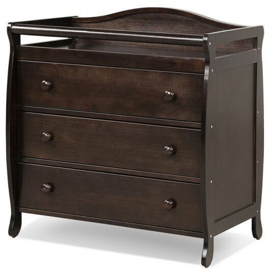 Baby Changing Table Infant Diaper with 3 Drawers and Safety Belt-Brown W2B