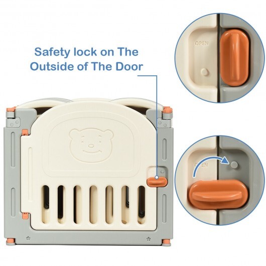 Foldable Baby Playpen 14 Panel Activity Center Safety Play Yard-Beige