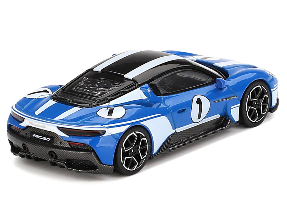 Maserati MC20 #1 Blue with White Stripes and Black Top "Maserati Performance Experience" 1/64 Diecast Model Car by BBR BBR