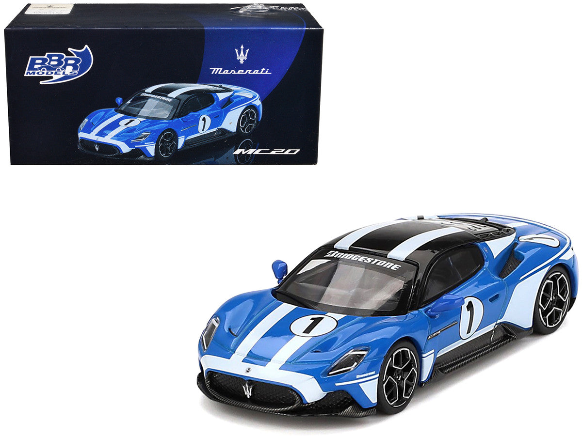 Maserati MC20 #1 Blue with White Stripes and Black Top "Maserati Performance Experience" 1/64 Diecast Model Car by BBR BBR