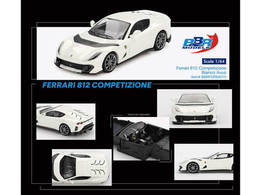 Ferrari 812 Competizione Bianco Avus White 1/64 Diecast Model Car by BBR-0