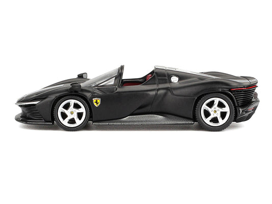 Ferrari Daytona SP3 Matt Black with White Stripes and Red Interior 1/64 Diecast Model Car by BBR BBR