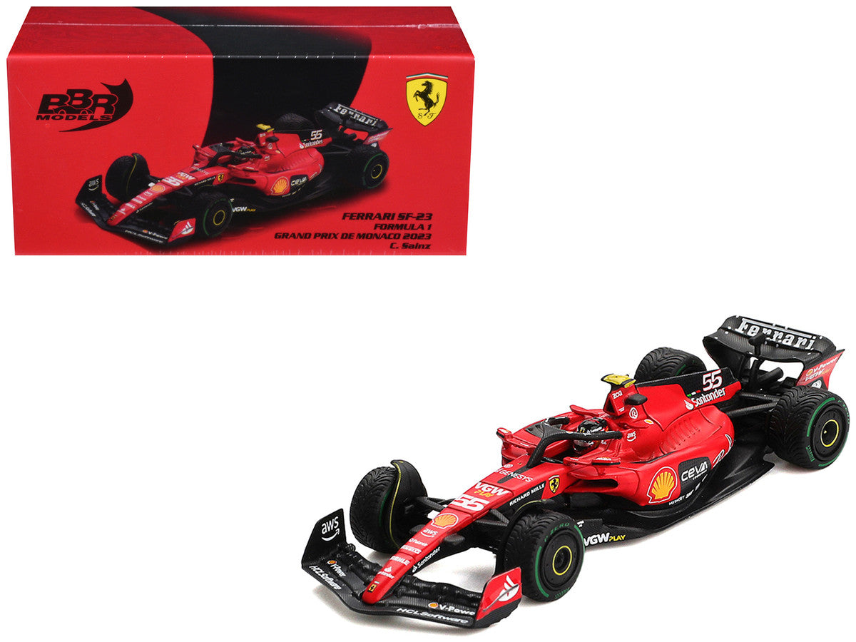 Ferrari SF-23 #55 Carlos Sainz Formula One F1 "Monaco GP" (2023) 1/64 Diecast Model Car by BBR Models BBR