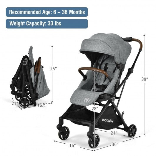 2-in-1 Convertible Aluminum Baby Stroller with Adjustable Canopy-Blue