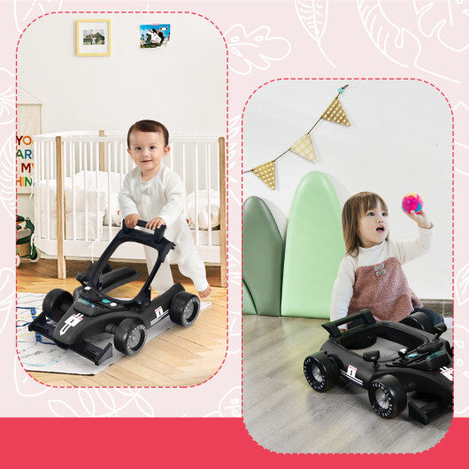4-in-1 Foldable Activity Push Walker with Adjustable Height-Black - Color: Black W2B