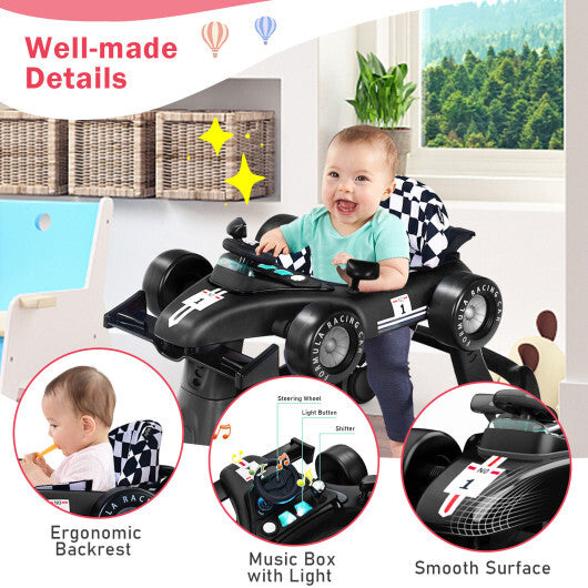 4-in-1 Foldable Activity Push Walker with Adjustable Height-Black - Color: Black W2B