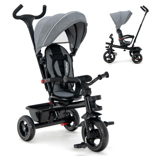 4-in-1 Baby Tricycle Toddler Trike with Convertible Seat-Blue W2B