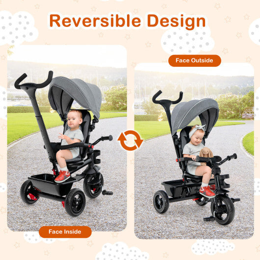 4-in-1 Baby Tricycle Toddler Trike with Convertible Seat-Blue W2B