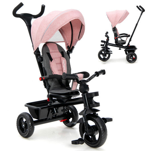 4-in-1 Baby Tricycle Toddler Trike with Convertible Seat-Blue W2B