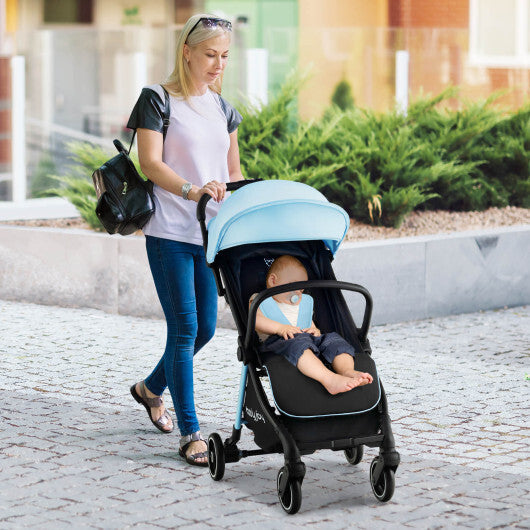 One-Hand Folding Portable Lightweight Baby Stroller with Aluminum Frame-Blue - Color: Blue W2B
