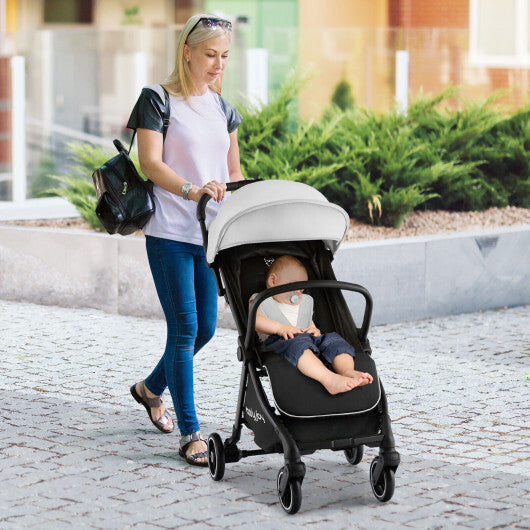 One-Hand Folding Portable Lightweight Baby Stroller with Aluminum Frame-Gray - Color: Gray W2B