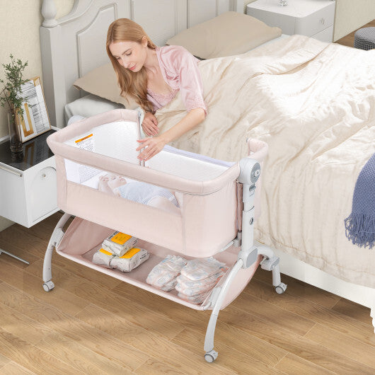 3-in-1 Baby Bassinet with Double-Lock Design and Adjustable Heights-Beige