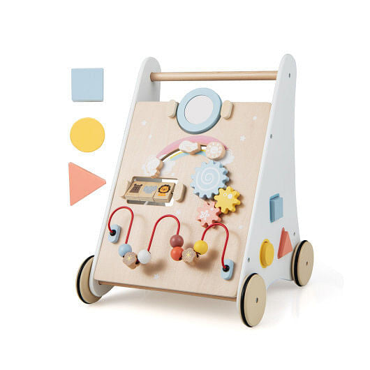 Wooden Baby Walker with Multiple Activities Center for Over 1 Year Old-White LuxuryLifeWay Online Store