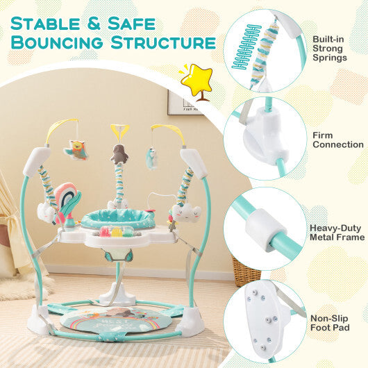 Baby Activity Center Height Adjustable Baby Bouncing Saucer with Interactive Toys-Blue - Color: Blue W2B