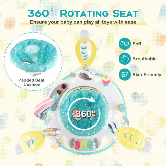 Baby Activity Center Height Adjustable Baby Bouncing Saucer with Interactive Toys-Blue - Color: Blue W2B