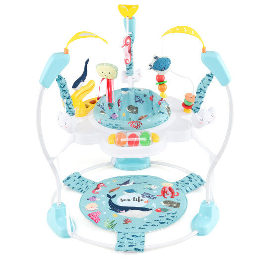 Baby Activity Center Height Adjustable Baby Bouncing Saucer with Interactive Toys-Light Blue - Color: Light Blue W2B