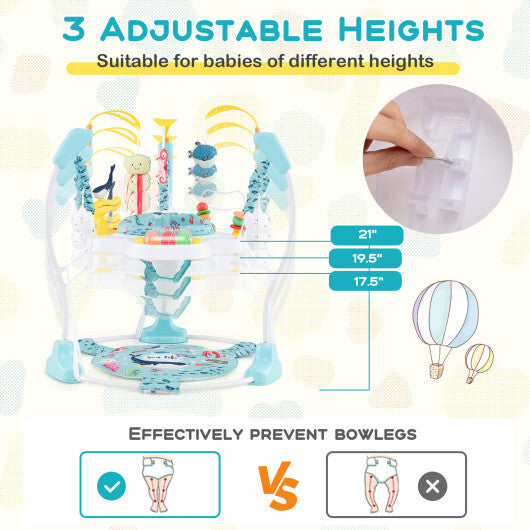 Baby Activity Center Height Adjustable Baby Bouncing Saucer with Interactive Toys-Light Blue - Color: Light Blue W2B