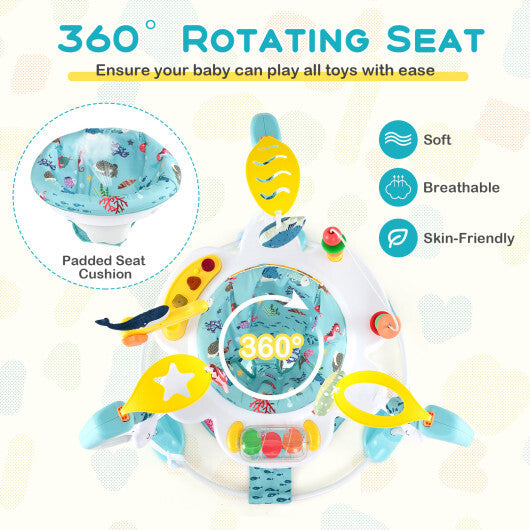 Baby Activity Center Height Adjustable Baby Bouncing Saucer with Interactive Toys-Light Blue - Color: Light Blue W2B